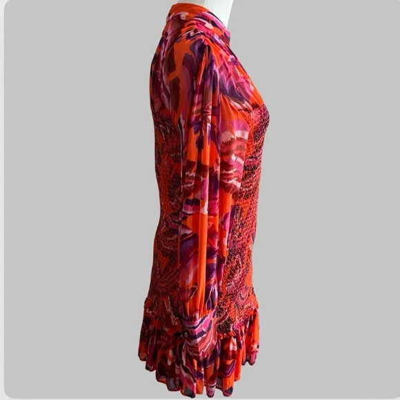 Farm Rio Chevron Forest Orange Mini 
Dress Size M - Picture 5 of 13